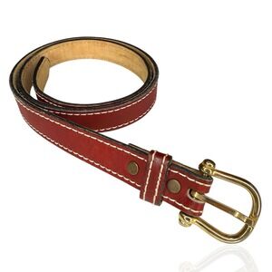 Vintage Hickok USA Saddle Cowhide Leather Belt 34 Brass Buckle Cashmere‎ Lined